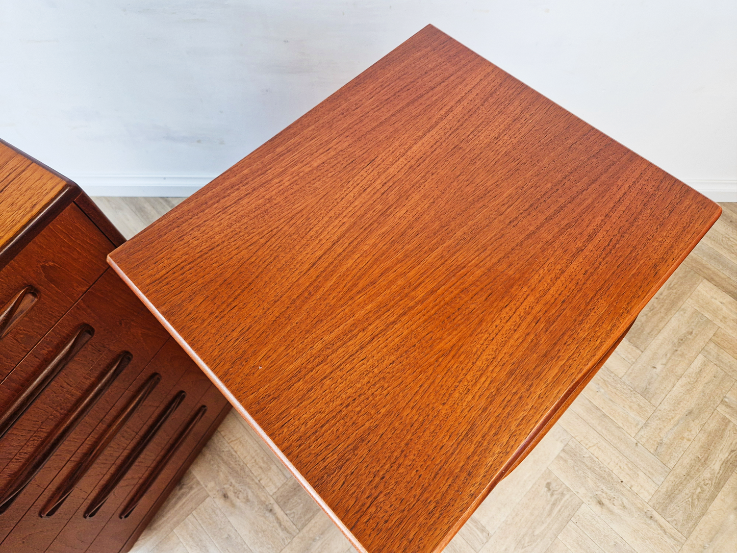 PAIR V.B Wilkins For G Plan Red Label Danish Design Medium Teak Tallboy Chest of Drawers