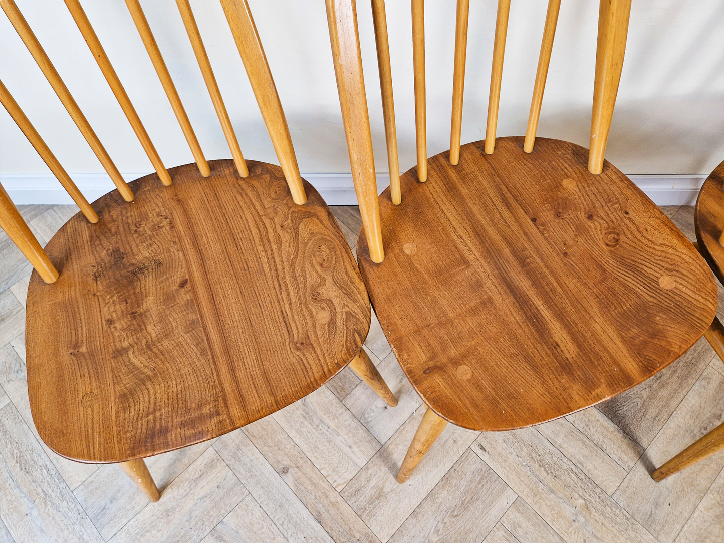 Ercol Mid Century Solid Elm Danish Design Drop Leaf Table & Chair Set