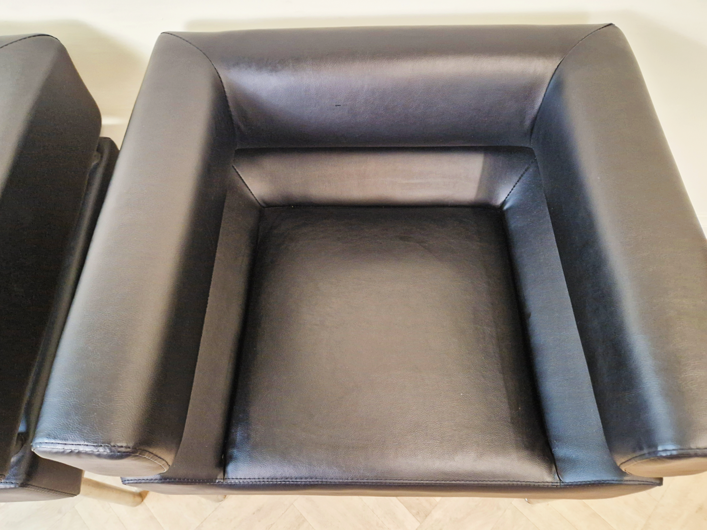 2 Mid Century Modern Scandinavian Design Chrome Wrap Around Lounge Accent Chairs