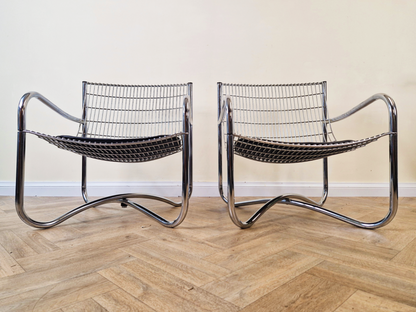 2 X David Mellor O.B.E Iconic Mid Century Chrome & Steel Lounge Accent Chairs
