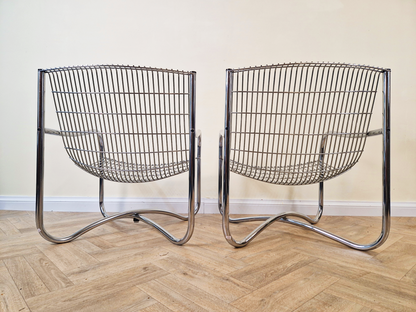 2 X David Mellor O.B.E Iconic Mid Century Chrome & Steel Lounge Accent Chairs
