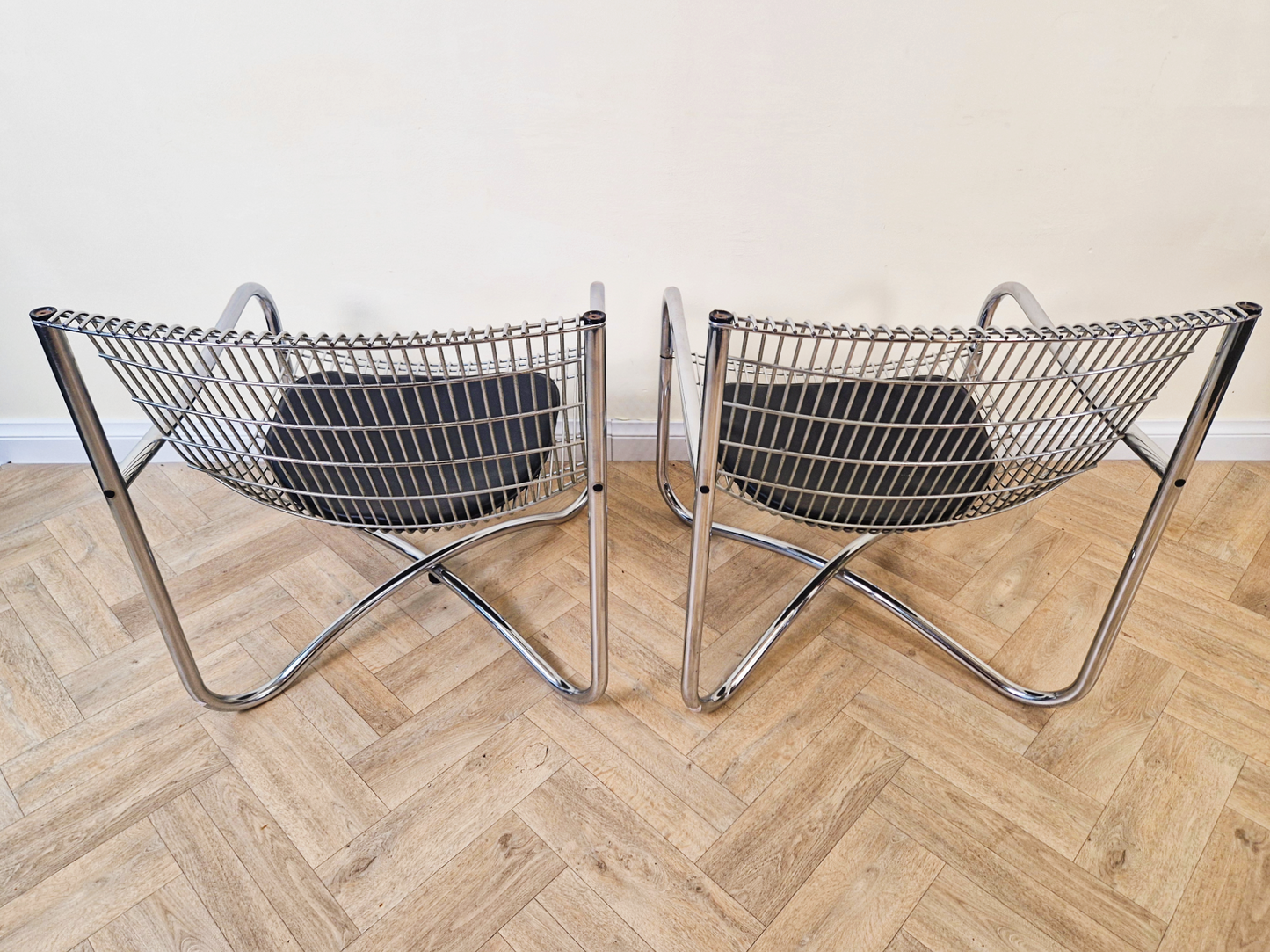 2 X David Mellor O.B.E Iconic Mid Century Chrome & Steel Lounge Accent Chairs