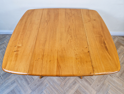 Ercol Mid Century Solid Elm Danish Design Drop Leaf Table & Chair Set
