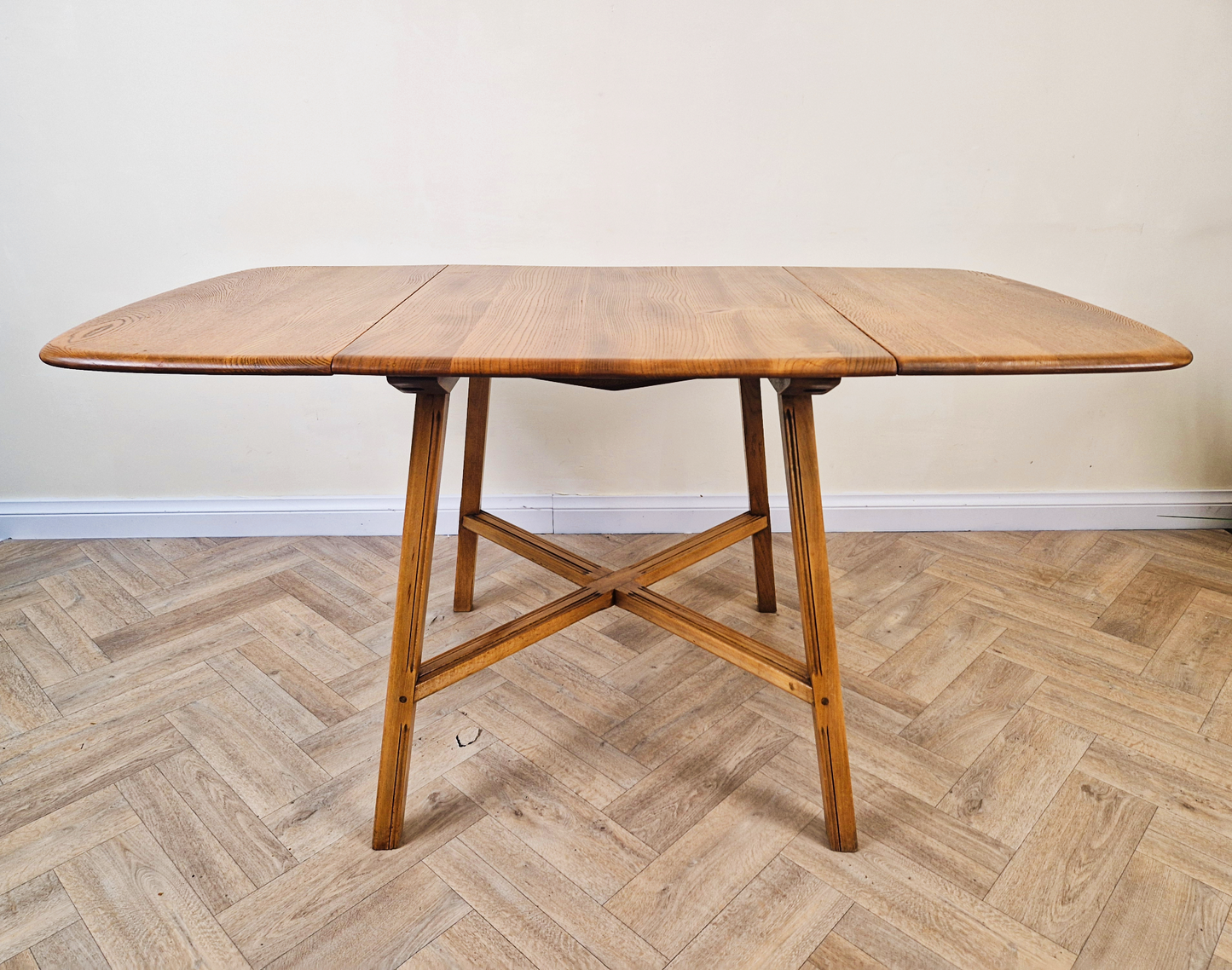 Ercol Mid Century Solid Elm Danish Design Drop Leaf Table & Chair Set