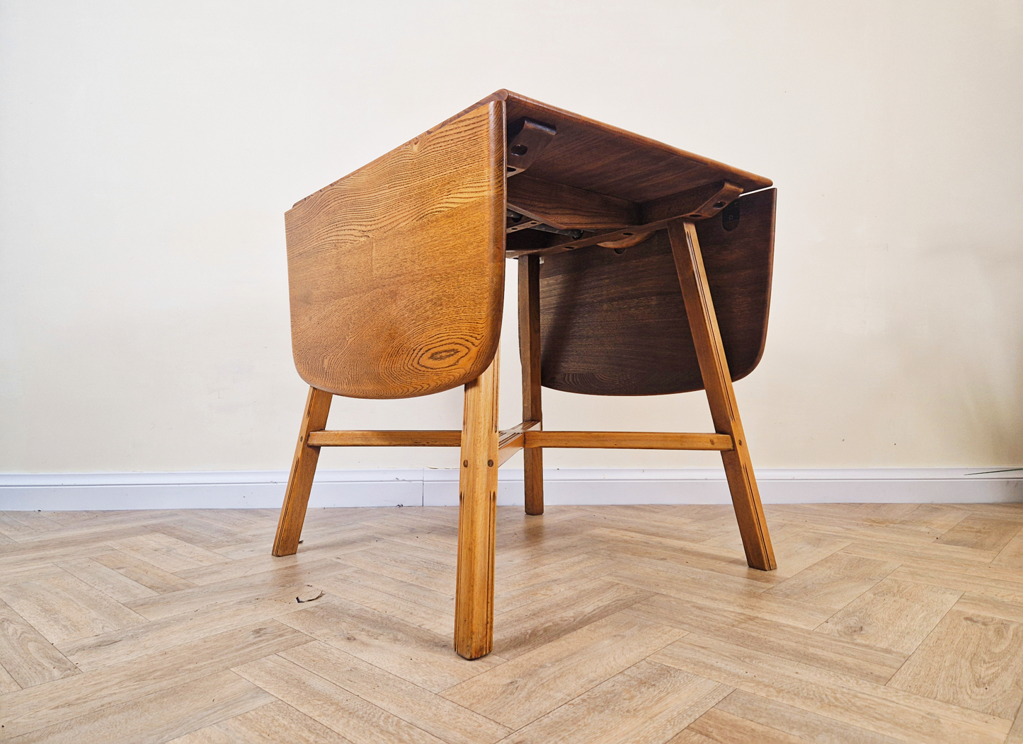 Ercol Mid Century Solid Elm Danish Design Drop Leaf Table & Chair Set