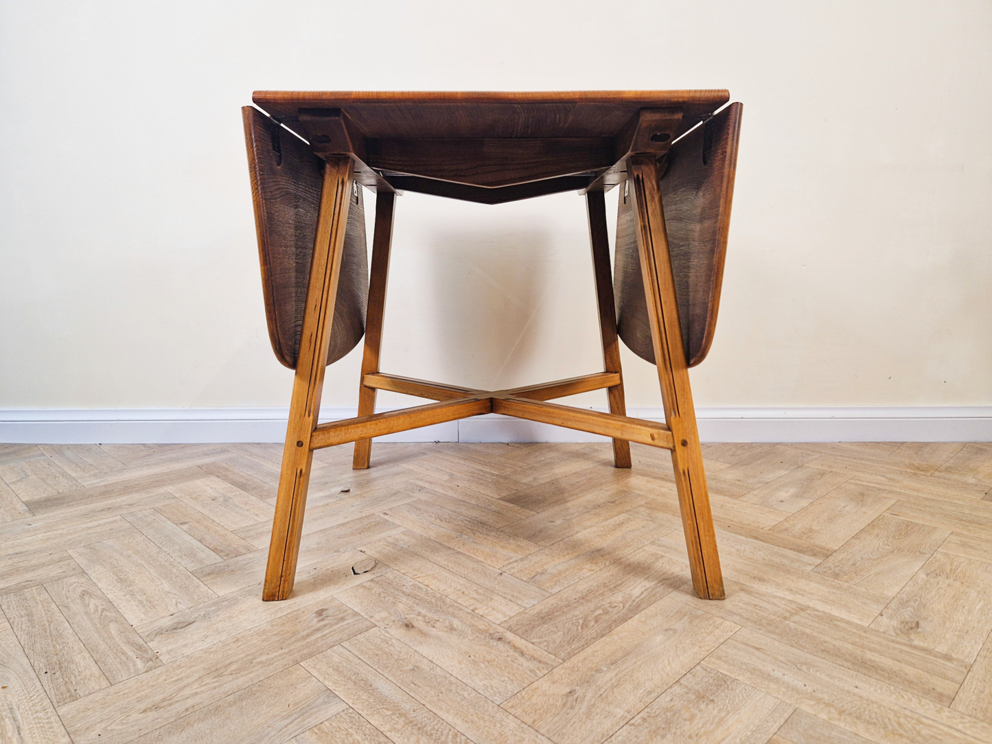 Ercol Mid Century Solid Elm Danish Design Drop Leaf Table & Chair Set