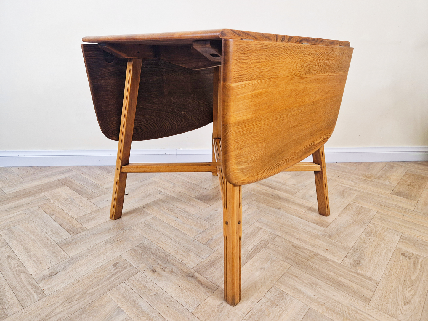 Ercol Mid Century Solid Elm Danish Design Drop Leaf Table & Chair Set