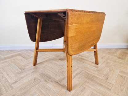 Ercol Mid Century Solid Elm Danish Design Drop Leaf Table & Chair Set