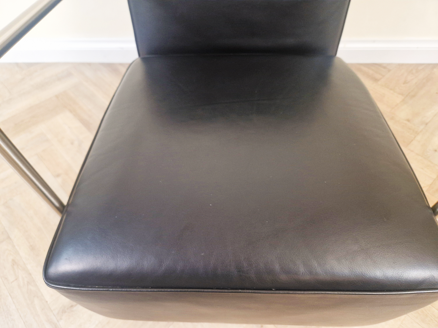 Antonio Citterio Flexform Mid Century Modern Leather & Chrome Reclining Lounge Chair With Ottoman