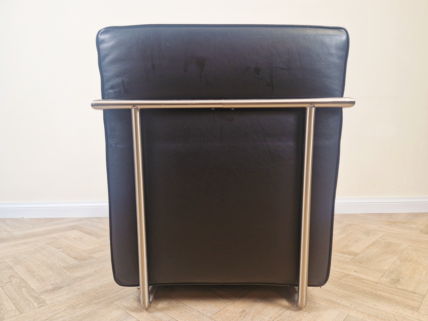 Antonio Citterio Flexform Mid Century Modern Leather & Chrome Reclining Lounge Chair With Ottoman