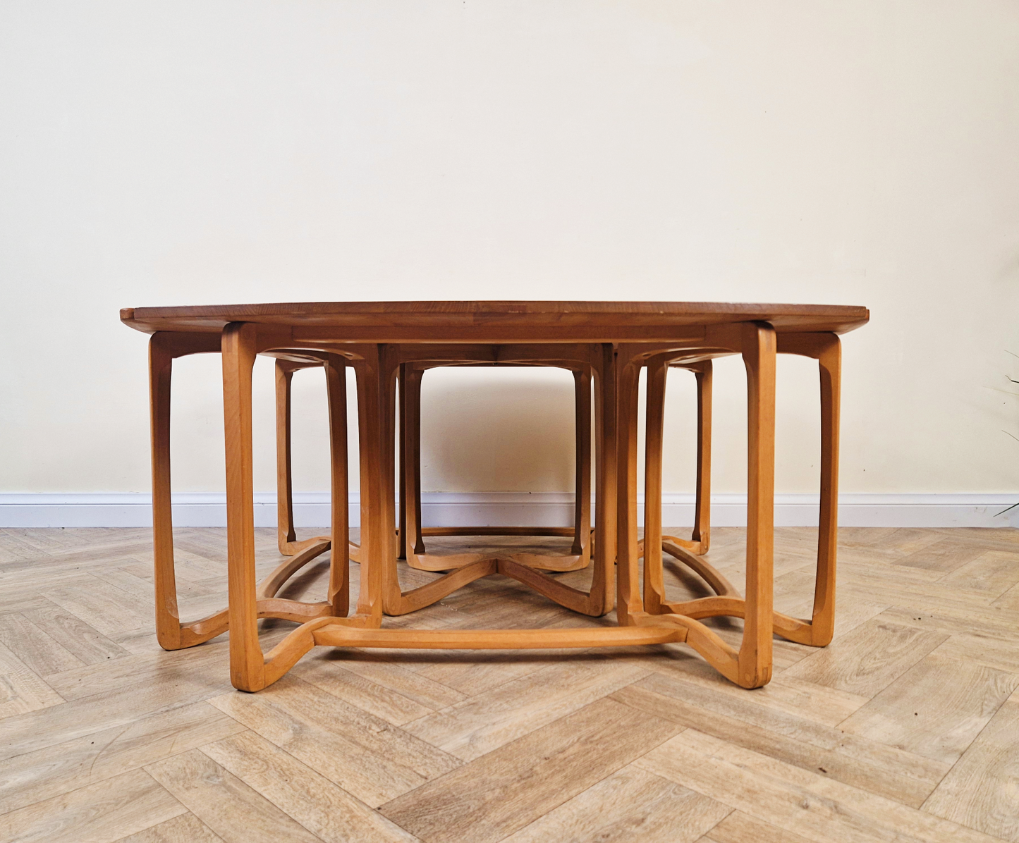 Lucian Ercolini for Ercol Model '450 Supper Table' Vintage Mid Century Solid Elm Accent Coffee Table