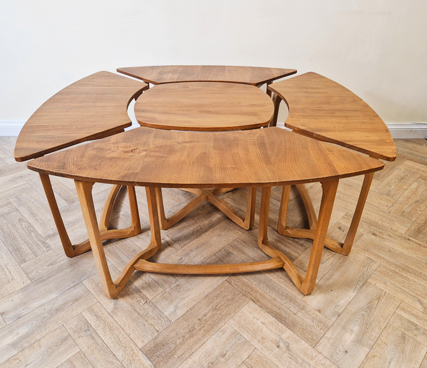 Lucian Ercolini for Ercol Model '450 Supper Table' Vintage Mid Century Solid Elm Accent Coffee Table
