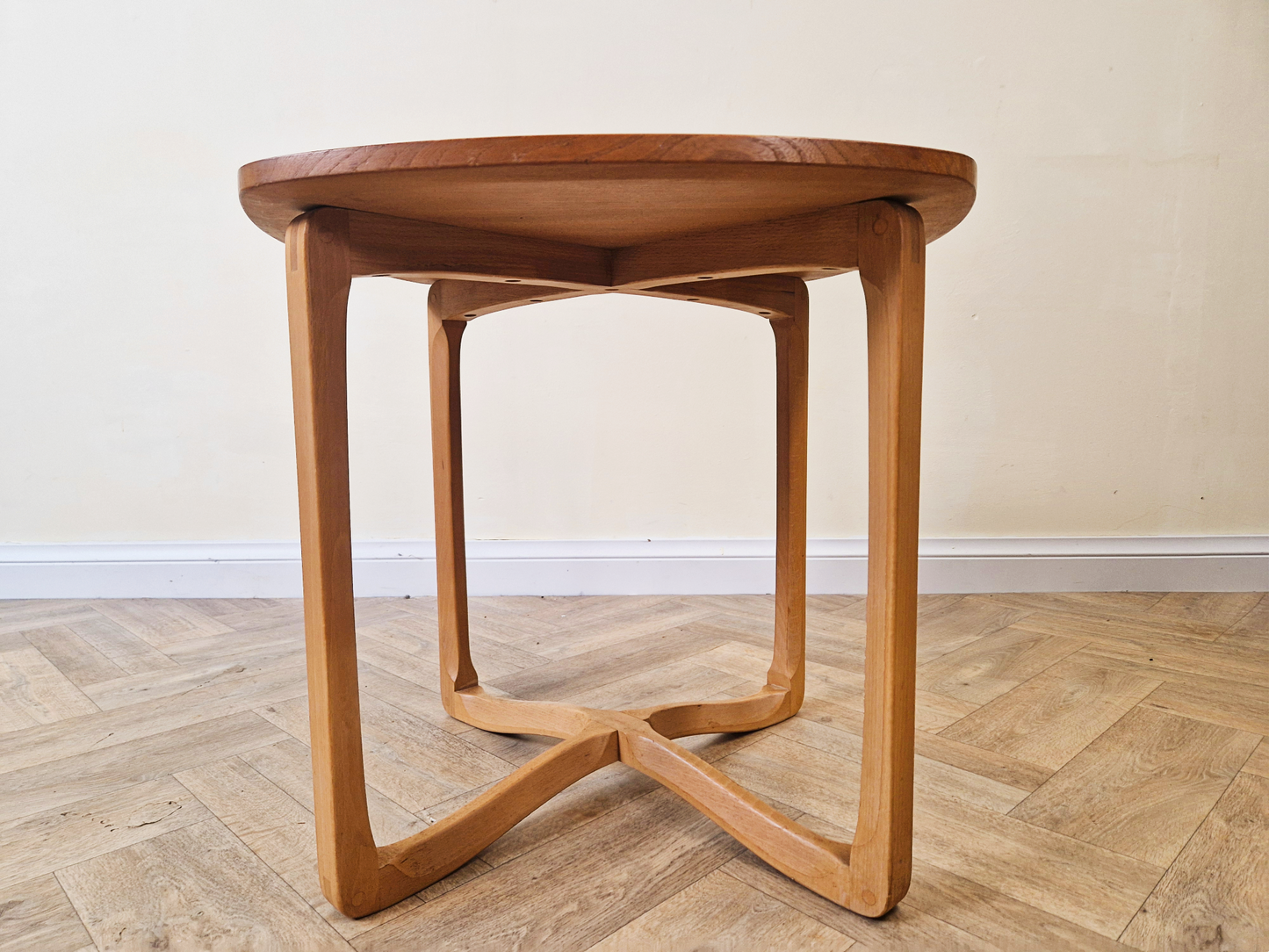 Lucian Ercolini for Ercol Model '450 Supper Table' Vintage Mid Century Solid Elm Accent Coffee Table