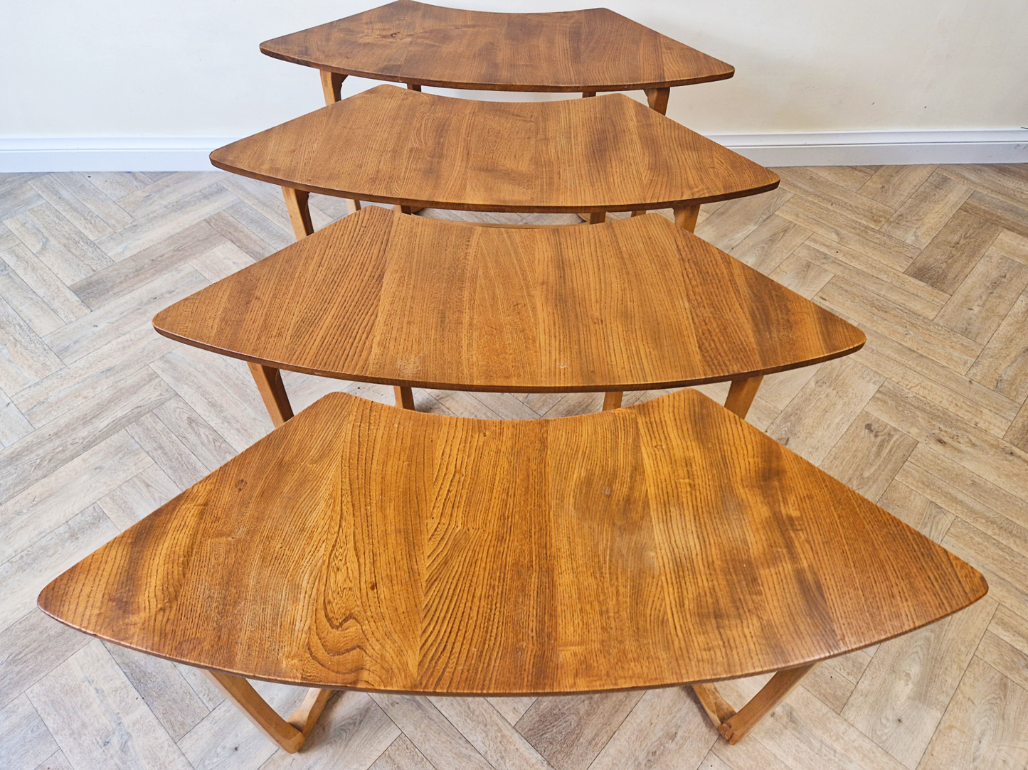 Lucian Ercolini for Ercol Model '450 Supper Table' Vintage Mid Century Solid Elm Accent Coffee Table