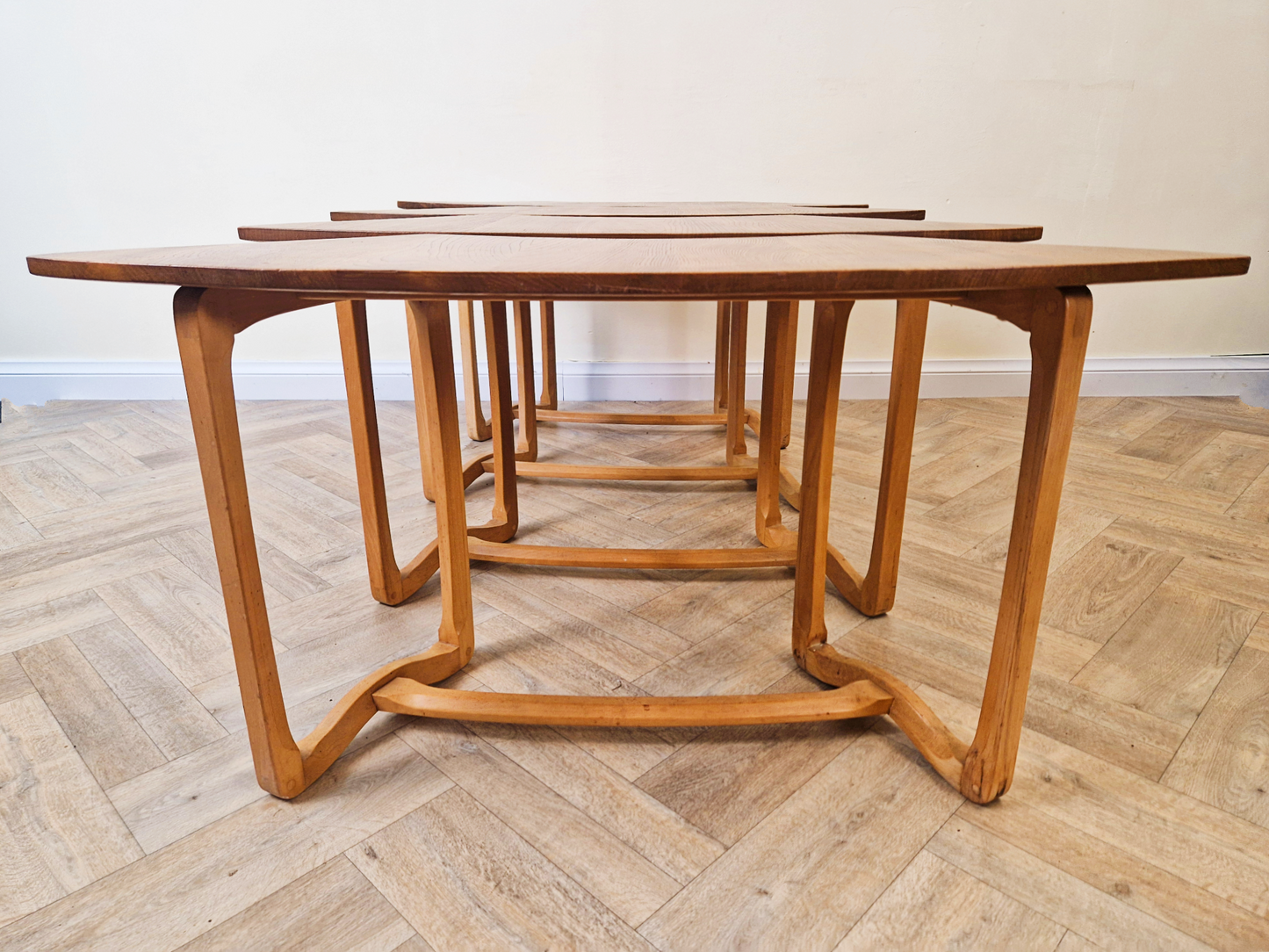 Lucian Ercolini for Ercol Model '450 Supper Table' Vintage Mid Century Solid Elm Accent Coffee Table
