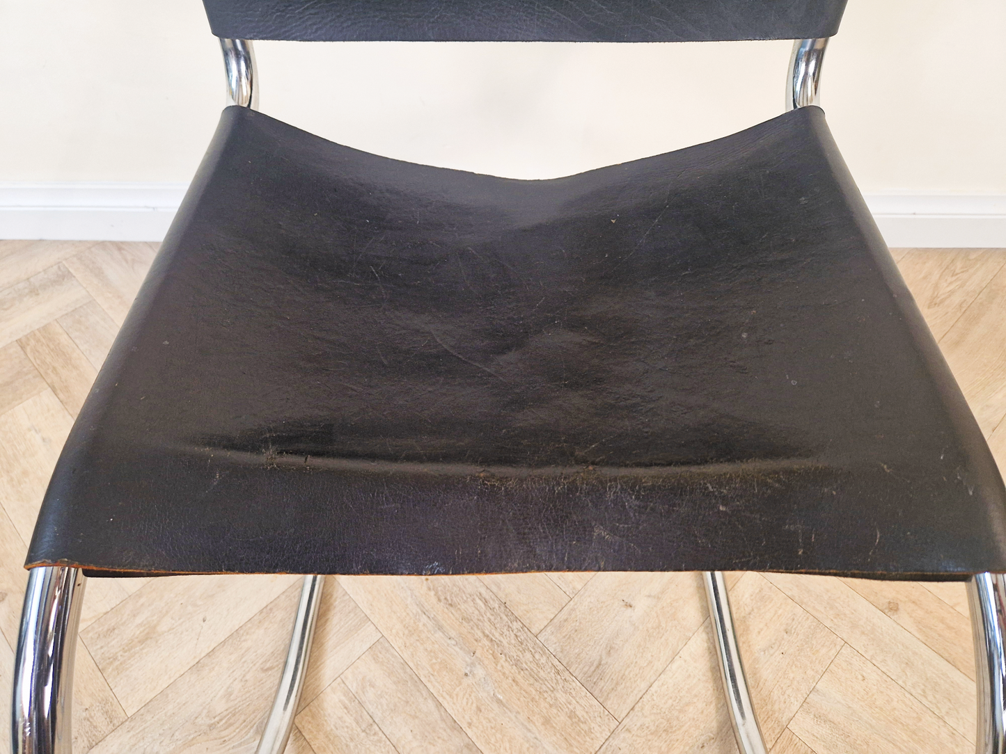 Mies Van Der Rohe For Thonet Leather & Chrome Mid Century Bauhaus Lounge Chair
