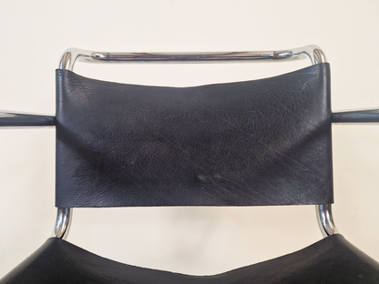 Mies Van Der Rohe For Thonet Leather & Chrome Mid Century Bauhaus Lounge Chair