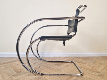 Mies Van Der Rohe For Thonet Leather & Chrome Mid Century Bauhaus Lounge Chair