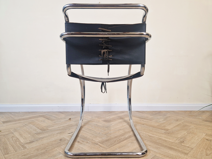 Mies Van Der Rohe For Thonet Leather & Chrome Mid Century Bauhaus Lounge Chair