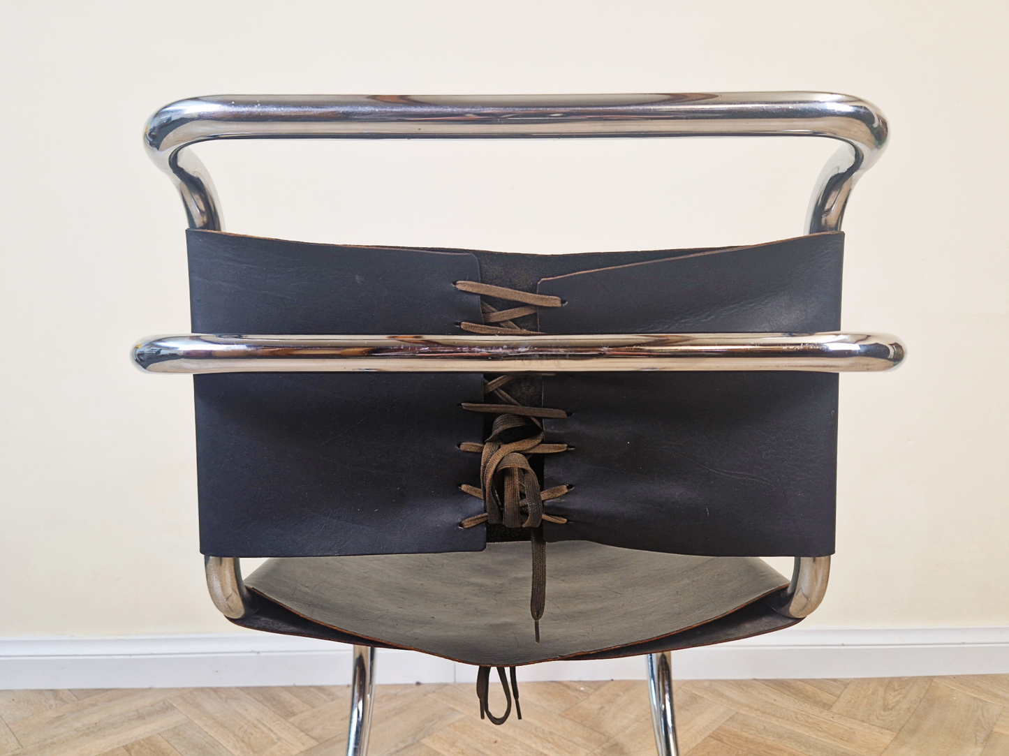 Mies Van Der Rohe For Thonet Leather & Chrome Mid Century Bauhaus Lounge Chair