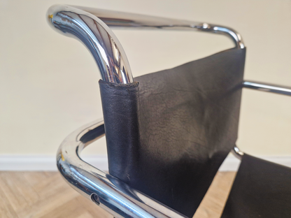 Mies Van Der Rohe For Thonet Leather & Chrome Mid Century Bauhaus Lounge Chair