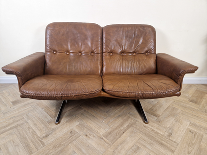 Werner Langenfeld ESA Møbelværk Danish Mid Century Leather & Chrome 2 Seat Sofa