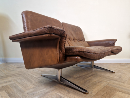 Werner Langenfeld ESA Møbelværk Danish Mid Century Leather & Chrome 2 Seat Sofa