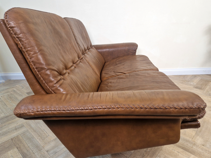 Werner Langenfeld ESA Møbelværk Danish Mid Century Leather & Chrome 2 Seat Sofa