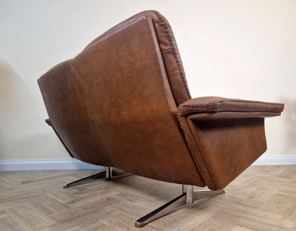 Werner Langenfeld ESA Møbelværk Danish Mid Century Leather & Chrome 2 Seat Sofa