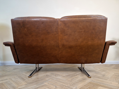 Werner Langenfeld ESA Møbelværk Danish Mid Century Leather & Chrome 2 Seat Sofa