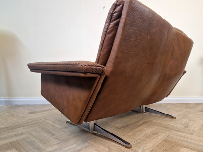 Werner Langenfeld ESA Møbelværk Danish Mid Century Leather & Chrome 2 Seat Sofa