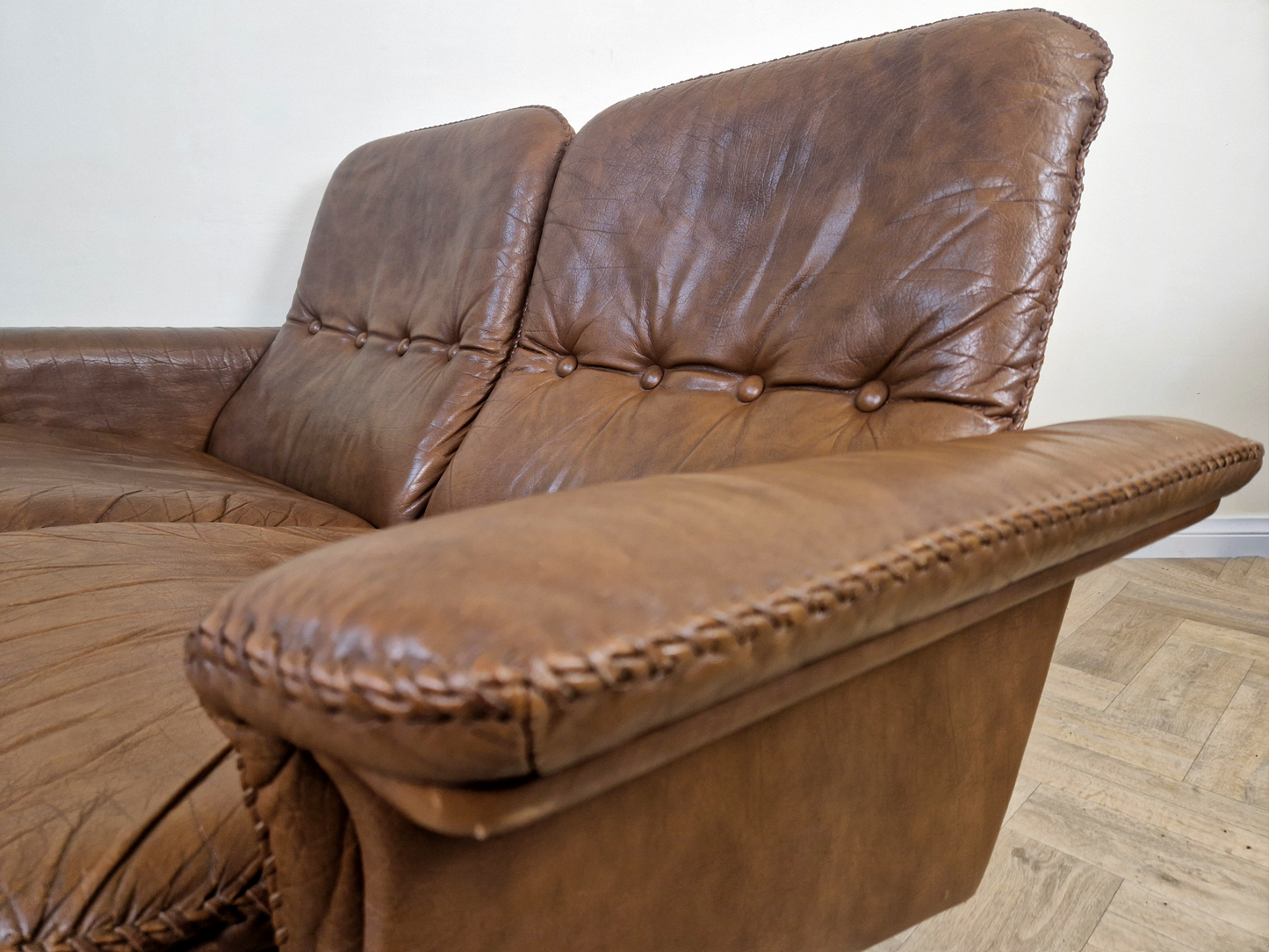 Werner Langenfeld ESA Møbelværk Danish Mid Century Leather & Chrome 2 Seat Sofa