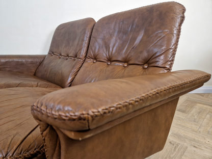 Werner Langenfeld ESA Møbelværk Danish Mid Century Leather & Chrome 2 Seat Sofa