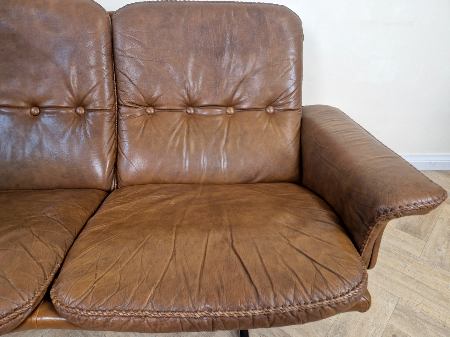 Werner Langenfeld ESA Møbelværk Danish Mid Century Leather & Chrome 2 Seat Sofa