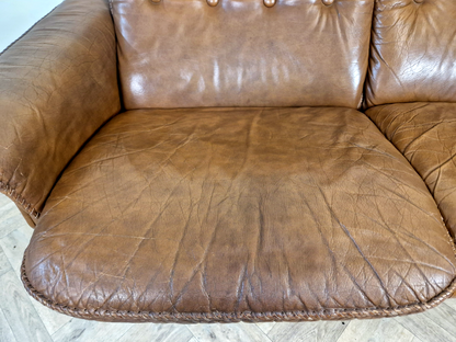 Werner Langenfeld ESA Møbelværk Danish Mid Century Leather & Chrome 2 Seat Sofa