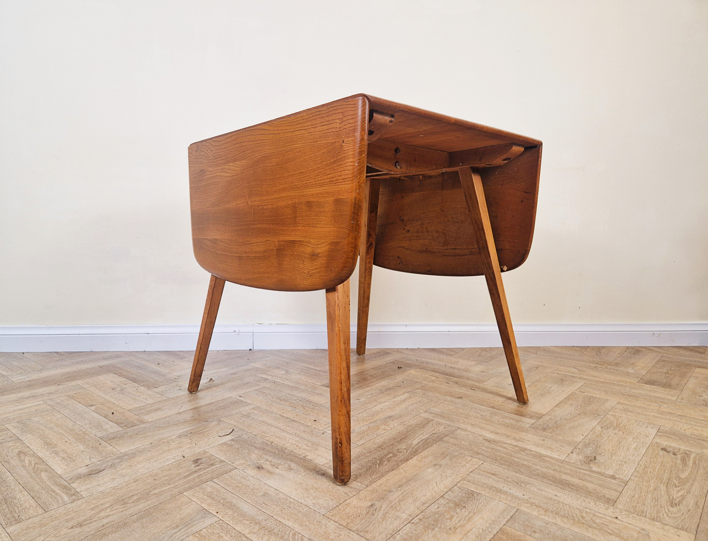 Ercol Windsor Mid Century Solid Elm Danish Design Drop Leaf Table & Chair Set