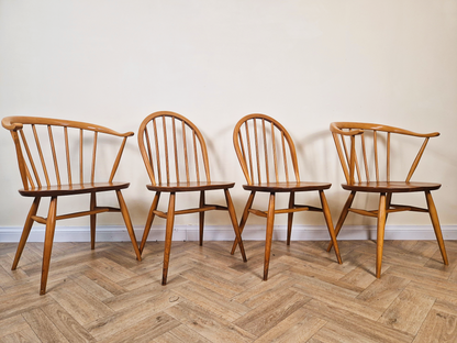 Ercol Windsor Mid Century Solid Elm Danish Design Drop Leaf Table & Chair Set