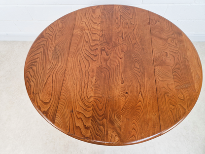 Ercol Vintage Mid Century Solid Elm Drop Leaf Table and Stickback Chair Dining Set