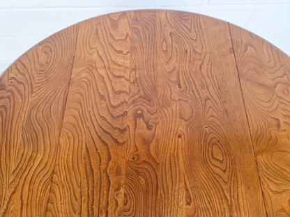 Ercol Vintage Mid Century Solid Elm Drop Leaf Table and Stickback Chair Dining Set