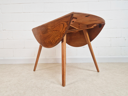 Ercol Vintage Mid Century Solid Elm Drop Leaf Table and Stickback Chair Dining Set