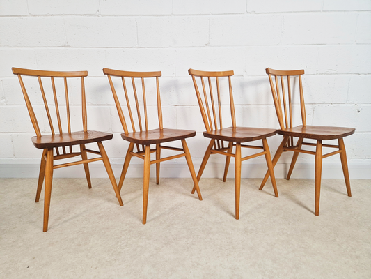Ercol Vintage Mid Century Solid Elm Drop Leaf Table and Stickback Chair Dining Set