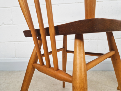 Ercol Vintage Mid Century Solid Elm Drop Leaf Table and Stickback Chair Dining Set