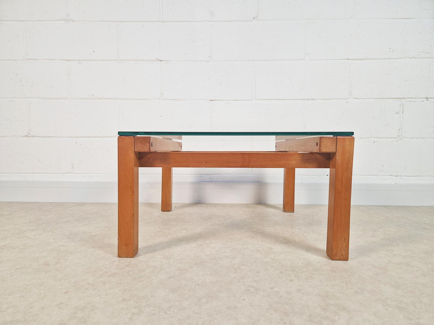 Jonathan Makepeace for Heals of London Vintage Glass & Pine Square Coffee Table