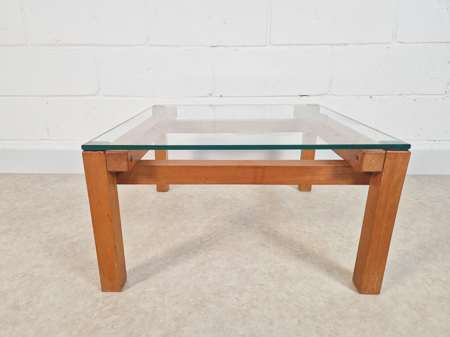 Jonathan Makepeace for Heals of London Vintage Glass & Pine Square Coffee Table