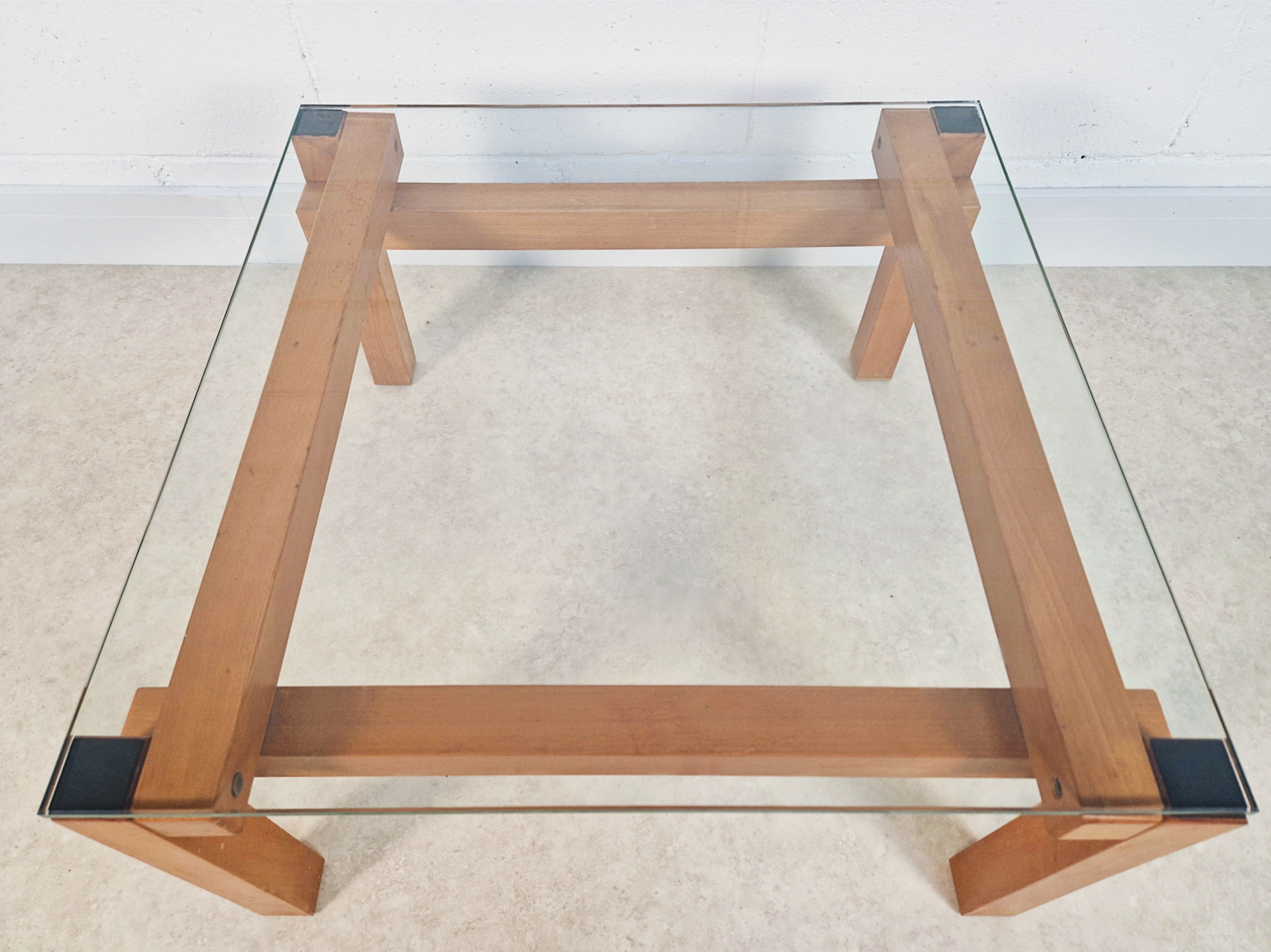 Jonathan Makepeace for Heals of London Vintage Glass & Pine Square Coffee Table