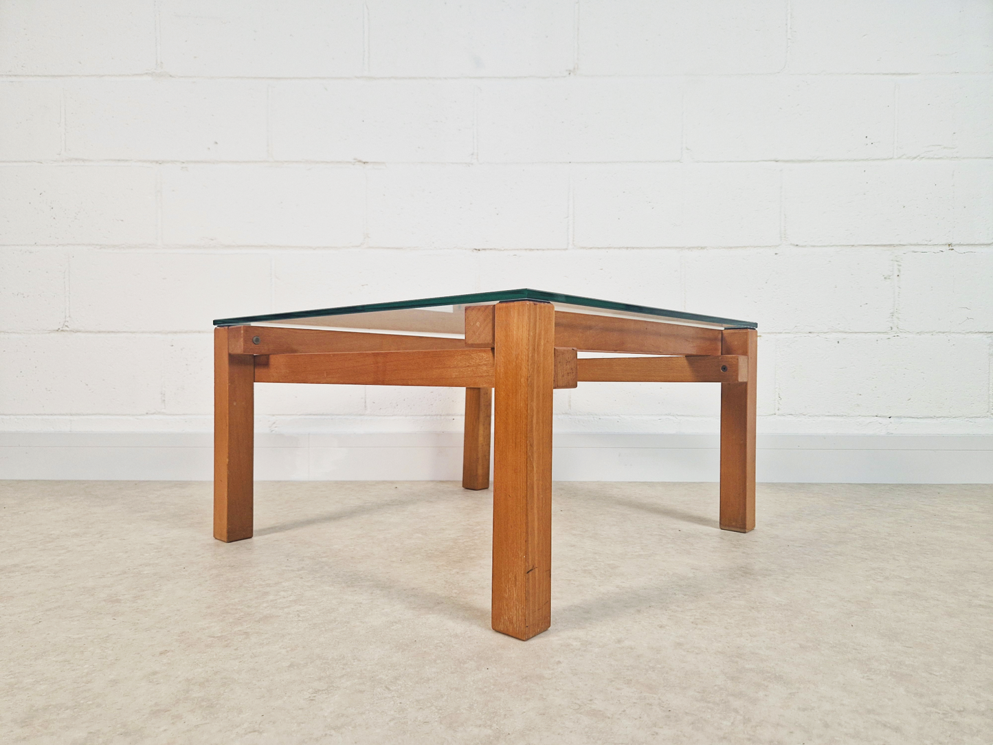 Jonathan Makepeace for Heals of London Vintage Glass & Pine Square Coffee Table