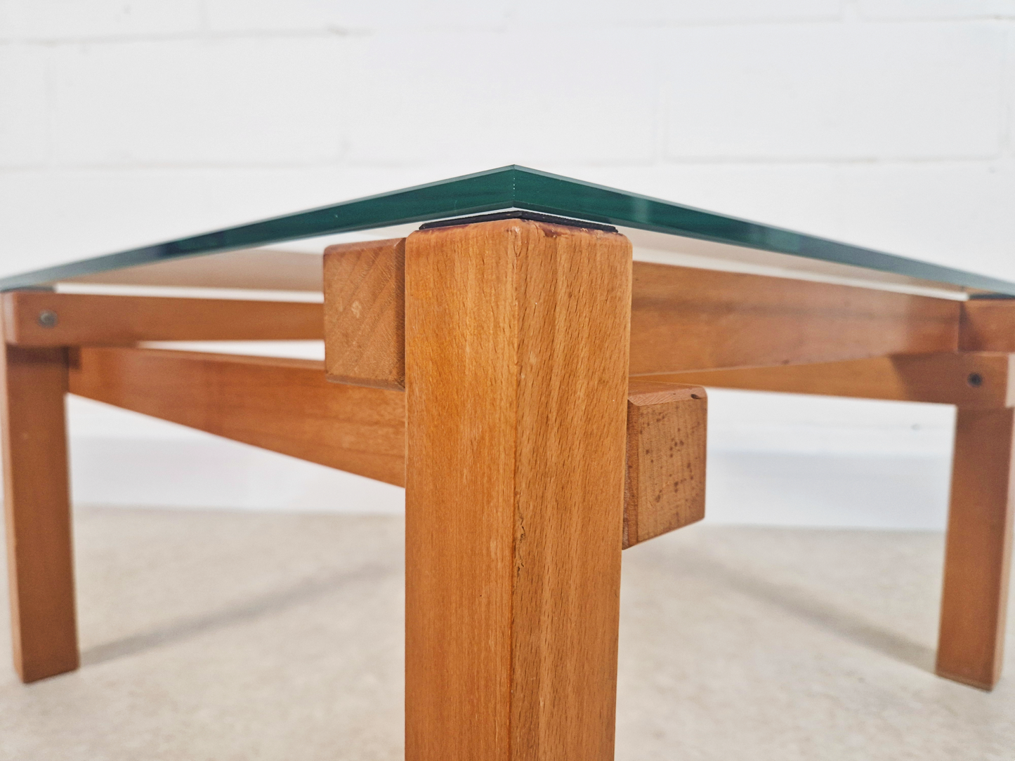 Jonathan Makepeace for Heals of London Vintage Glass & Pine Square Coffee Table