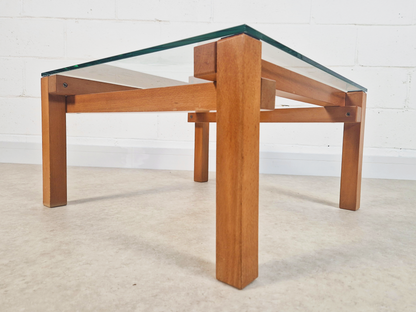 Jonathan Makepeace for Heals of London Vintage Glass & Pine Square Coffee Table