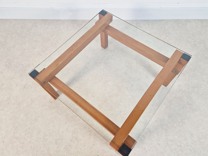 Jonathan Makepeace for Heals of London Vintage Glass & Pine Square Coffee Table