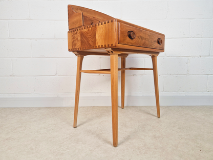 Ercol Vintage Mid Century Solid Elm 1960s Writing Desk WIth Matching Stool